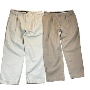 Lot of 2 Polo Ralph Lauren Mens Pleated Khaki Pants Size 40x30 Beige Straight